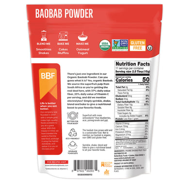 BetterBody Foods Organic Baobab Powder with Electrolytes, Iron, and Vitamin C (6 oz.)